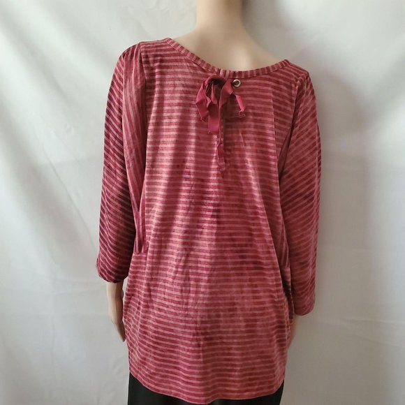 Lane Bryant Vintage Rose Tie-Back Stripe Dolman-Sleeve Blouse Plus Size 18/20 - Picture 2 of 16
